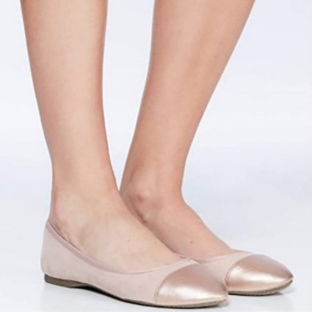 Rohb Corsica II Rose Gold Suede Ballerina Flats Sz 8.5